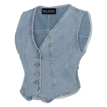 Stylish BellaChu Women's Denim Vest - Adjustable and Versatile