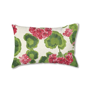 Plow & Hearth 35674-13 Weather-Resistant Outdoor Classic Lumbar Pillow, 1 Count (Pack of 1), Geraniu...