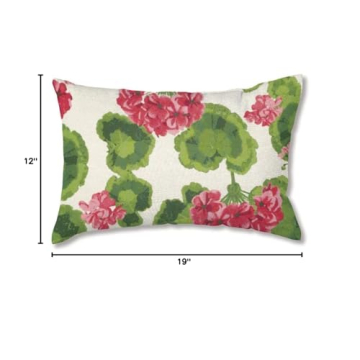 Plow & Hearth 35674-13 Weather-Resistant Outdoor Classic Lumbar Pillow, 1 Count (Pack of 1), Geranium