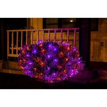 Joiedomi Halloween Net String Lights, 4FTx4FT Orange&Purple Net Lights Outdoor Decoration, Black Wire String Lights Mesh Lights Halloween Decor for Bushes Trees Yard Garden Party Indoor Outdoor