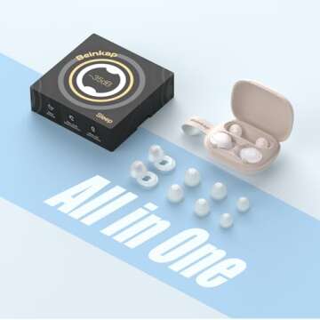 Ear Plugs for Sleeping Noise Reduction, Beinkap Reusable Earplugs Hearing Protection for Focus, Study, Work – 6 Pair Eartips in S/M/L – Flexible Silicone Soft – 35dB Noise Cancelling - Transparent