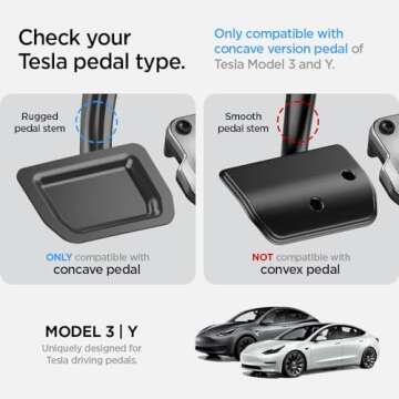 Spigen Stuttgart Type A (Concave Pedal) Designed for Tesla Model 3 & Y Non-Slip Performance Stainles...