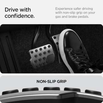Spigen Stuttgart Type A (Concave Pedal) Designed for Tesla Model 3 & Y Non-Slip Performance Stainless Steel Foot Pedal with EZ Slide [Compatible with Tesla Model 3 2025/2024 Refresh (Highland)]