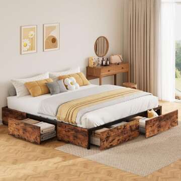 LIKIMIO King Bed Frame with Storage and Easy Assembly