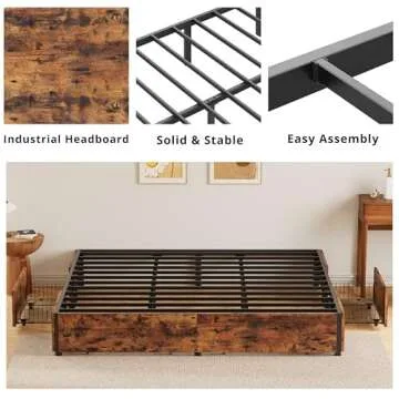 LIKIMIO King Bed Frame with Storage and Easy Assembly