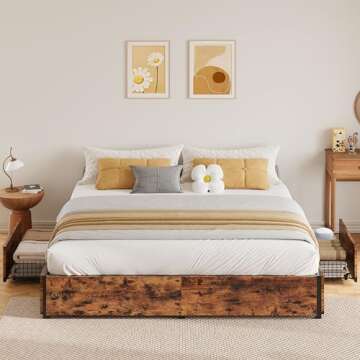 LIKIMIO King Bed Frame with Storage and Easy Assembly