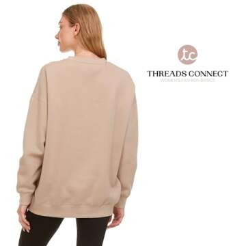 Threads Connect Women's Oversized Fleece Sweatshirt - Soft & Trendy