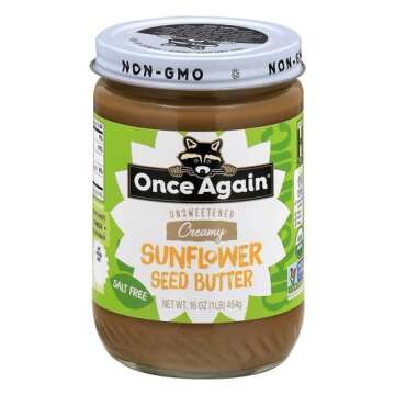 Once Again Organic Creamy Sunflower Butter, 16oz - Salt Free, Unsweetened - Peanut Free, USDA Organic, Gluten Free Certified, Vegan, Kosher - Glass Jar (1 Jar)