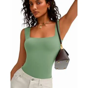 Avidlove Women's Square Neck Soft Bodysuit - Double Lined Comfort