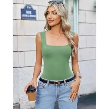 Avidlove Women's Square Neck Soft Bodysuit - Double Lined Comfort