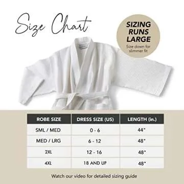 Waffle Robe for Women by BOCA TERRY, Waffle Knit Robe, Long Cotton Kimono Hotel Bathrobe, White Medium/Large