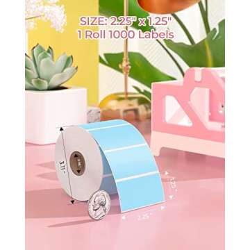 MUNBYN 2.25"x1.25" Thermal Sticker Labels, Blue Self-Adhesive Barcode Label Paper for Direct Thermal...