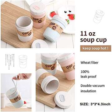 Iteryn Bento Box Japanese Lunch Box Kit, Stackable 2 Layer Lunch Box, Leakproof Wheat Straw BPA Free Bento Lunch Boxes Set with Soup Cup, Spoon and Fork, Cake Cups