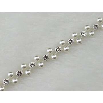 AEAOA 8mm Ivory Pearl and Rhinestone Chain Sewing Trims Cake Decoration (LZ118)