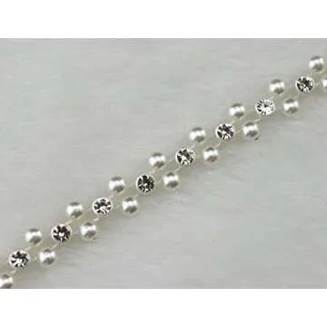 AEAOA 8mm Ivory Pearl Rhinestone Chain for Crafts
