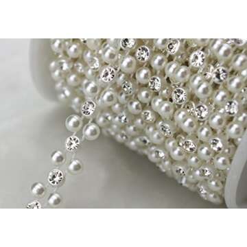 AEAOA 8mm Ivory Pearl and Rhinestone Chain Sewing Trims Cake Decoration (LZ118)
