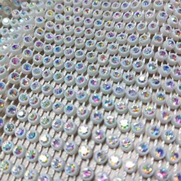 Barode Sparkly Rhinestone Mesh Mask Crystal Colorful Masquerade Ball Party Nightclub Face Masks Venetian Mardi Gras Jewelry for Women and Girls (Black) (White)