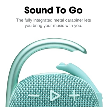 JBL Clip 4, Teal - Portable Bluetooth 5.1 Speaker - Up to 10 Hours of Play - Waterproof & Dust Resistant - Includes Noise & Echo-Canceling Speakerphone