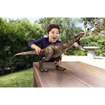 Mattel Jurassic World Super Colossal Dinosaur Action Figure, Large Tyrannosaurus Rex Dino Toy with Eating Feature, 3+ Feet Long T Rex