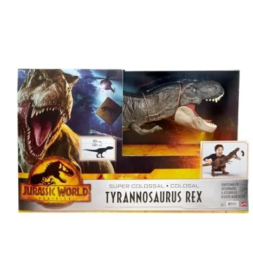 Mattel Jurassic World Super Colossal Dinosaur Action Figure, Large Tyrannosaurus Rex Dino Toy with Eating Feature, 3+ Feet Long T Rex