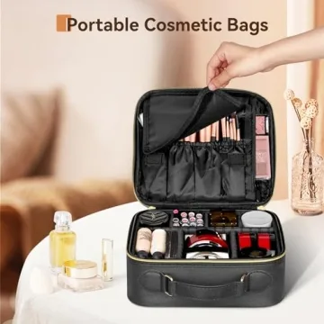 JUSRON Travel Makeup Bag with Adjustable Dividers