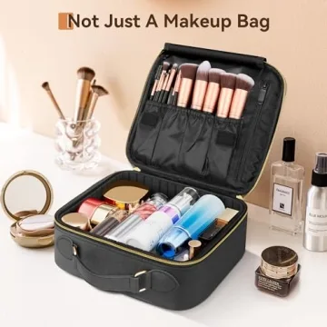 JUSRON Travel Makeup Bag with Adjustable Dividers