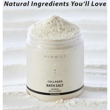 Collagen Bath Salt Soak - Moisturize Soften Skin - Magnesium Epsom Salt - Luxury Spa Bubble Mother's Birthday Christmas Relaxation Gifts - Destress Perfect Stocking Stuffers - Coconut Oatmeal Honey