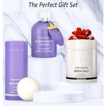 Collagen Bath Salt Soak - Moisturize Soften Skin - Magnesium Epsom Salt - Luxury Spa Bubble Mother's Birthday Christmas Relaxation Gifts - Destress Perfect Stocking Stuffers - Coconut Oatmeal Honey