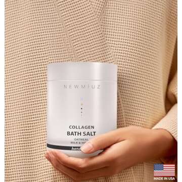 Collagen Bath Salt Soak - Moisturize Soften Skin - Magnesium Epsom Salt - Luxury Spa Bubble Mother's Birthday Christmas Relaxation Gifts - Destress Perfect Stocking Stuffers - Coconut Oatmeal Honey