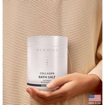 Collagen Bath Salt Soak - Moisturize Soften Skin - Magnesium Epsom Salt - Luxury Spa Bubble Mother's Birthday Christmas Relaxation Gifts - Destress Perfect Stocking Stuffers - Coconut Oatmeal Honey