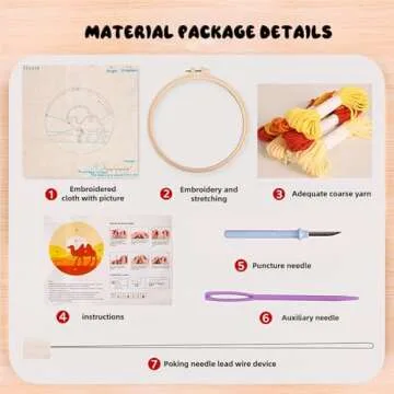 Punch Needle Kit for Beginners DIY Cute Animal Oil Painting Style 8 in Hoop Embroidery Set, Ideal for All Ages, Perfect Festival Decoration & Gift (Pink Bird)