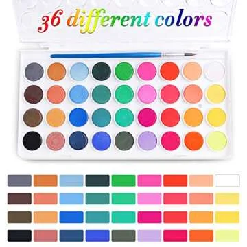 AROC Watercolor Paint Set 36 Colors 10 Brushes for All