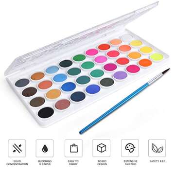 AROC Watercolor Paint Set 36 Colors 10 Brushes for All