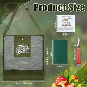 Seajan 18 Pcs Mushroom Foraging Kit Includes Hunting Bag, Knife, Brush Guide Cards and Notebook for ...