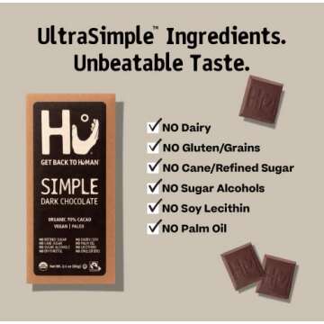 Hu Chocolate Bars | 6 Pack Simple Chocolate | Natural Organic Vegan, Gluten Free, Paleo, Non GMO, Fa...