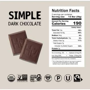 Hu Chocolate Bars | 6 Pack Simple Chocolate | Natural Organic Vegan, Gluten Free, Paleo, Non GMO, Fair Trade Dark Chocolate | 2.1oz Each