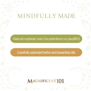 Magnificent 101 Fame & Influence Vibes 6-oz. Candle in Tin Holder; 100% Natural Soy Wax with Ginger, Clove & Frangipani Essential Oils for Aromatherapy, Energy Cleansing & Meditation; Great Gift