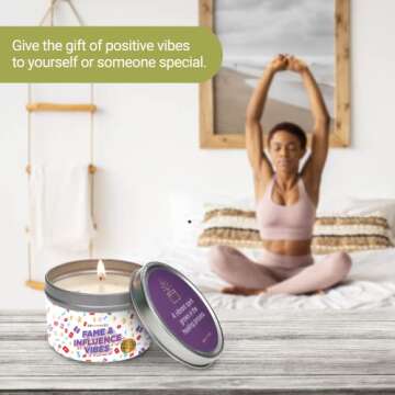 Magnificent 101 Fame & Influence Vibes 6-oz. Candle in Tin Holder; 100% Natural Soy Wax with Ginger, Clove & Frangipani Essential Oils for Aromatherapy, Energy Cleansing & Meditation; Great Gift