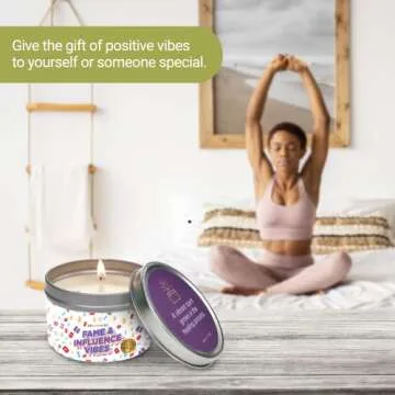 Magnificent 101 Fame & Influence Vibes 6-oz. Candle in Tin Holder; 100% Natural Soy Wax with Ginger, Clove & Frangipani Essential Oils for Aromatherapy, Energy Cleansing & Meditation; Great Gift