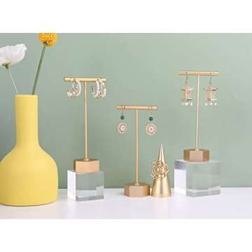 GemeShou 3pcs Earring T Stand - Elegant Gold Display Holder for Jewelry Photography