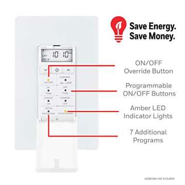 UltraPro Daysmart 7-Day Digital In-Wall Timer, Presets/Countdown, Programmable, Override, Sunrise/Sunset, Light Timer for Indoor, Porch, Seasonal, Switch, 2 Pack, 47940
