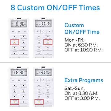 UltraPro Daysmart 7-Day Digital In-Wall Timer, Presets/Countdown, Programmable, Override, Sunrise/Sunset, Light Timer for Indoor, Porch, Seasonal, Switch, 2 Pack, 47940
