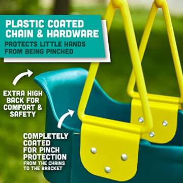 Premium High Back Full Bucket Swing and Heavy Duty Strap Swing Seat - Green - Squirrel Products