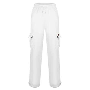 fannyouth Men Joggers Chino Cargo Pants, Men's Lightweight Workout Cargo Sweatpants Athletic Pants Joggers with Pockets White