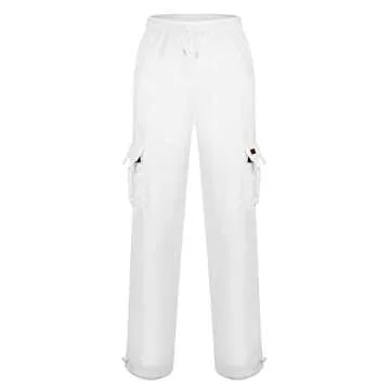 fannyouth Men Joggers Chino Cargo Pants, Men's Lightweight Workout Cargo Sweatpants Athletic Pants Joggers with Pockets White