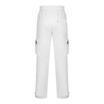 fannyouth Men Joggers Chino Cargo Pants, Men's Lightweight Workout Cargo Sweatpants Athletic Pants Joggers with Pockets White