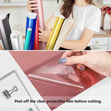 TECKWRAP Adhesive Chrome Vinyl Bundle 12" x 36"/Rolls for DIY Craft, Arts (Silver, Gold, Rose Gold, Red, Blue, Space Gray, Mint)