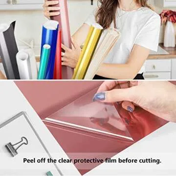 TECKWRAP Adhesive Chrome Vinyl Bundle 12" x 36"/Rolls for DIY Craft, Arts (Silver, Gold, Rose Gold, Red, Blue, Space Gray, Mint)