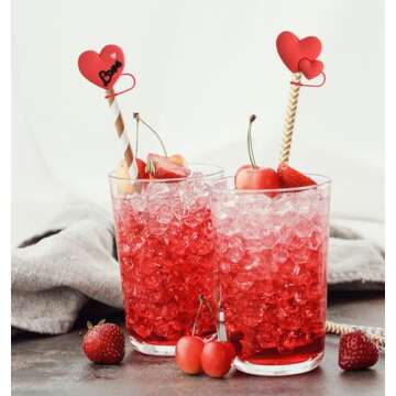 14PCS Valentine's Day Decorations Straw Cover Cap 10mm Compatible with Stanley 30&40 Oz Cup Heart Shaped Straw Topper for Tumblers Dust-Proof Red Drinking Straw Reusable Straw Tip Cover