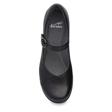 Dansko Women's Fawna Mary Jane Shoes - Black Leather Casual Comfortable Work Shoes with Arch Support